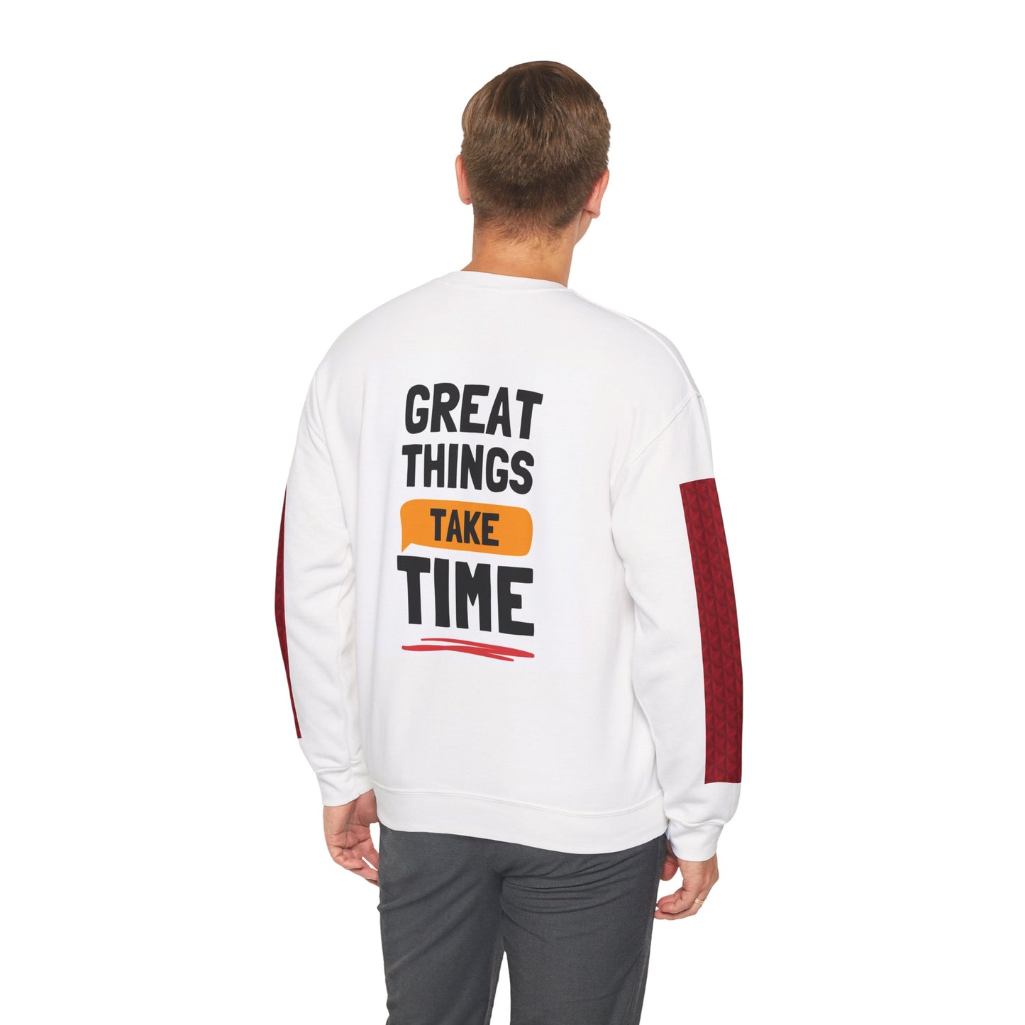 Motivational 'Push You Up' Crewneck Sweatshirt — 'Great Things Take Time' Inspirational Pullover