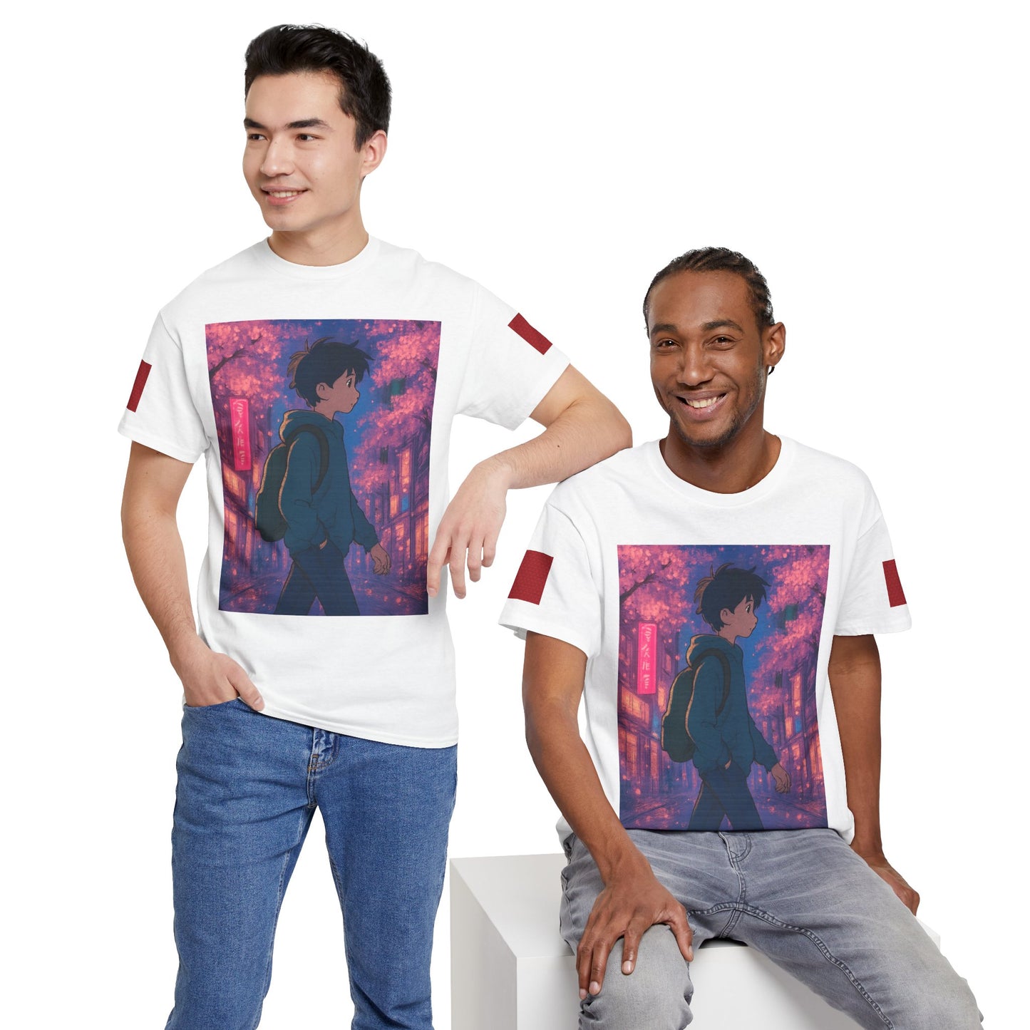 Anime Streetwalk Tee — Moody Cherry Blossom Night Graphic T-Shirt
