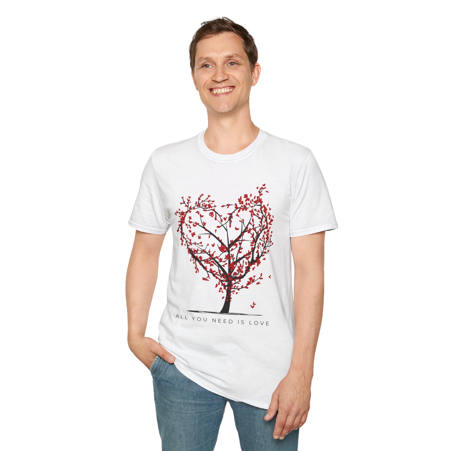 Heart Tree T-Shirt – "All You Need Is Love" Floral Valentine Tee