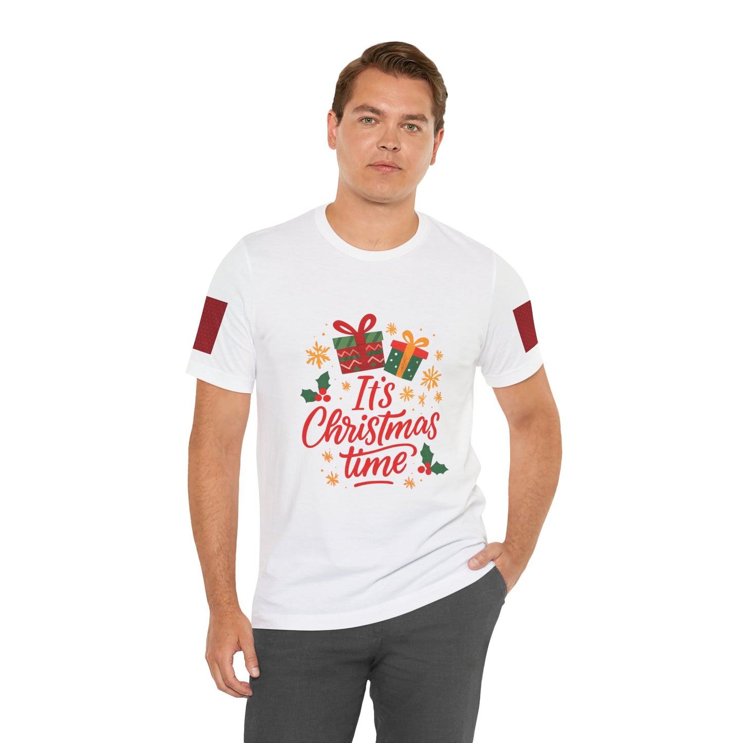Christmas Tee — "It's Christmas Time" with Santa & Gifts Holiday T-Shirt