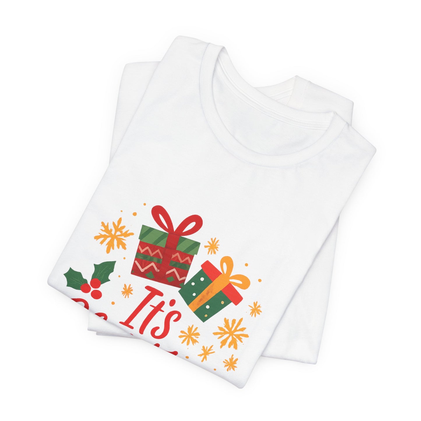 Christmas Tee — "It's Christmas Time" with Santa & Gifts Holiday T-Shirt