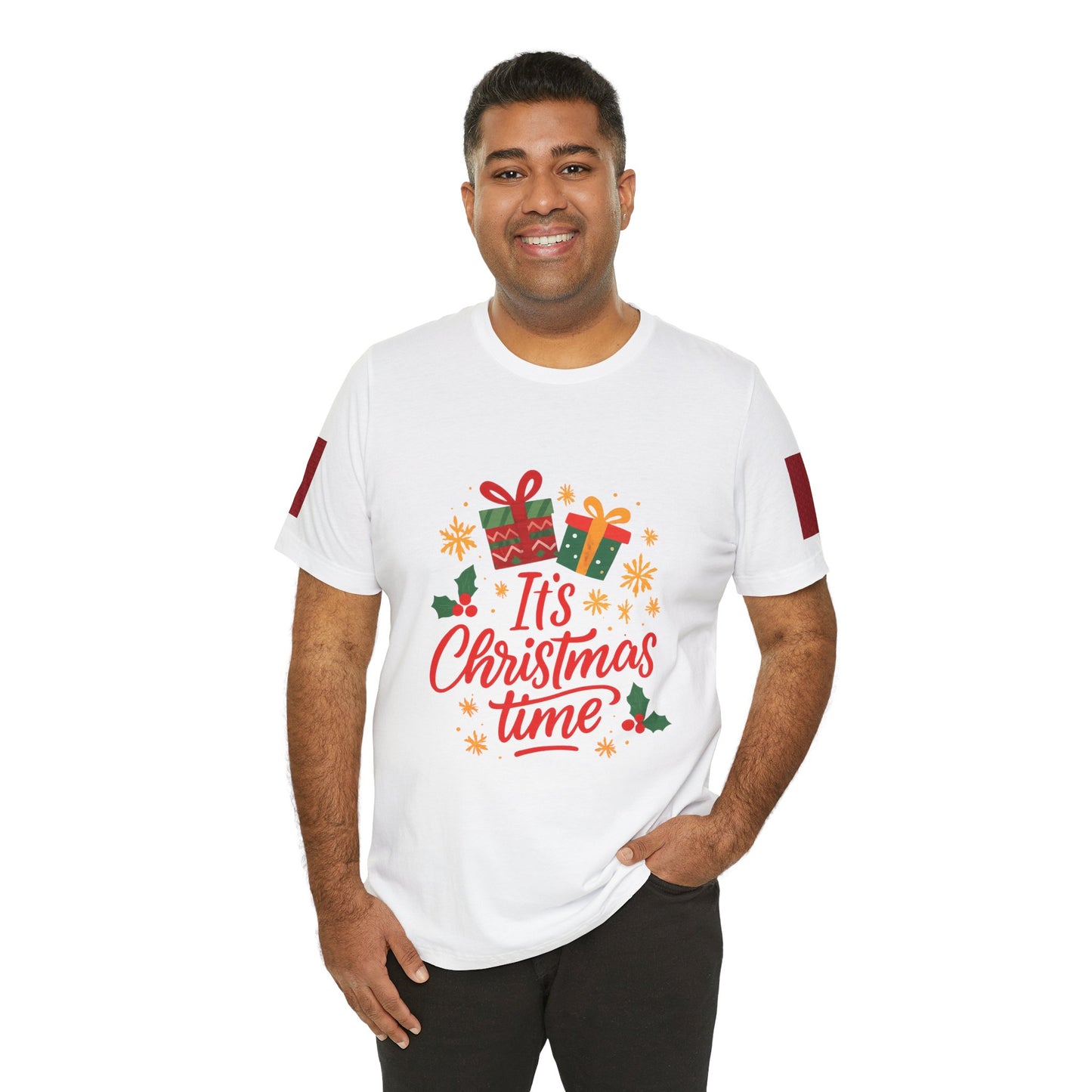 Christmas Tee — "It's Christmas Time" with Santa & Gifts Holiday T-Shirt