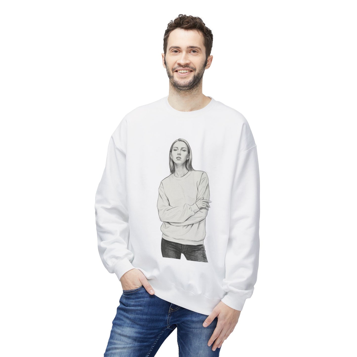 Minimal Sketch Portrait Crewneck Sweatshirt