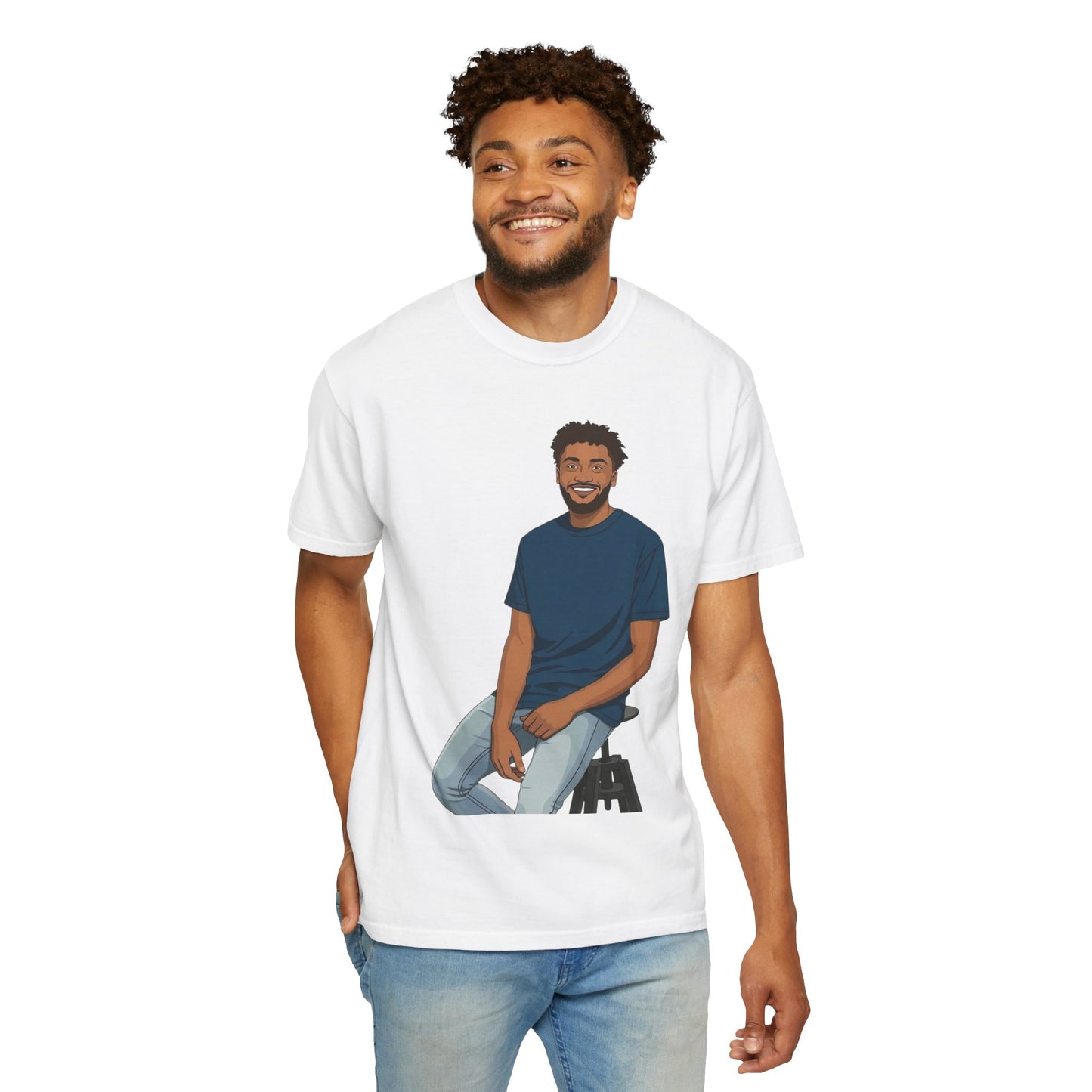 Smiling Man Illustration T-Shirt — Casual Portrait Tee