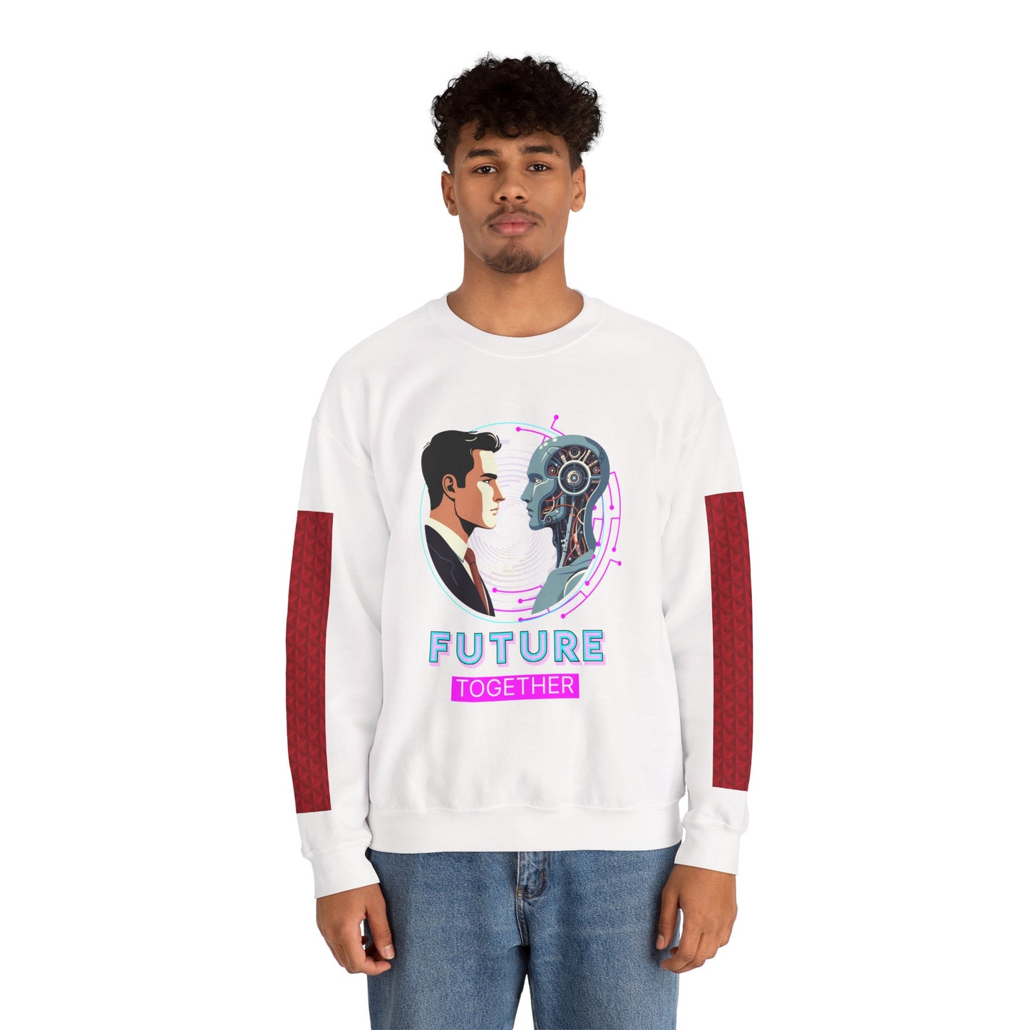 Future Together Sweatshirt — Retro Futuristic AI & Human Graphic Crewneck