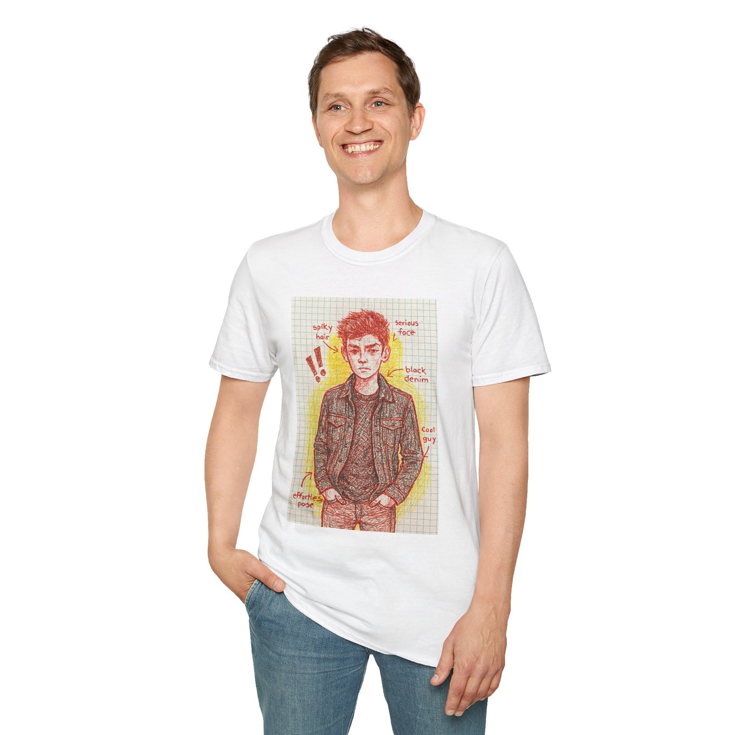 Sketch Boy Portrait Tee — Vintage Notebook Illustration T-Shirt