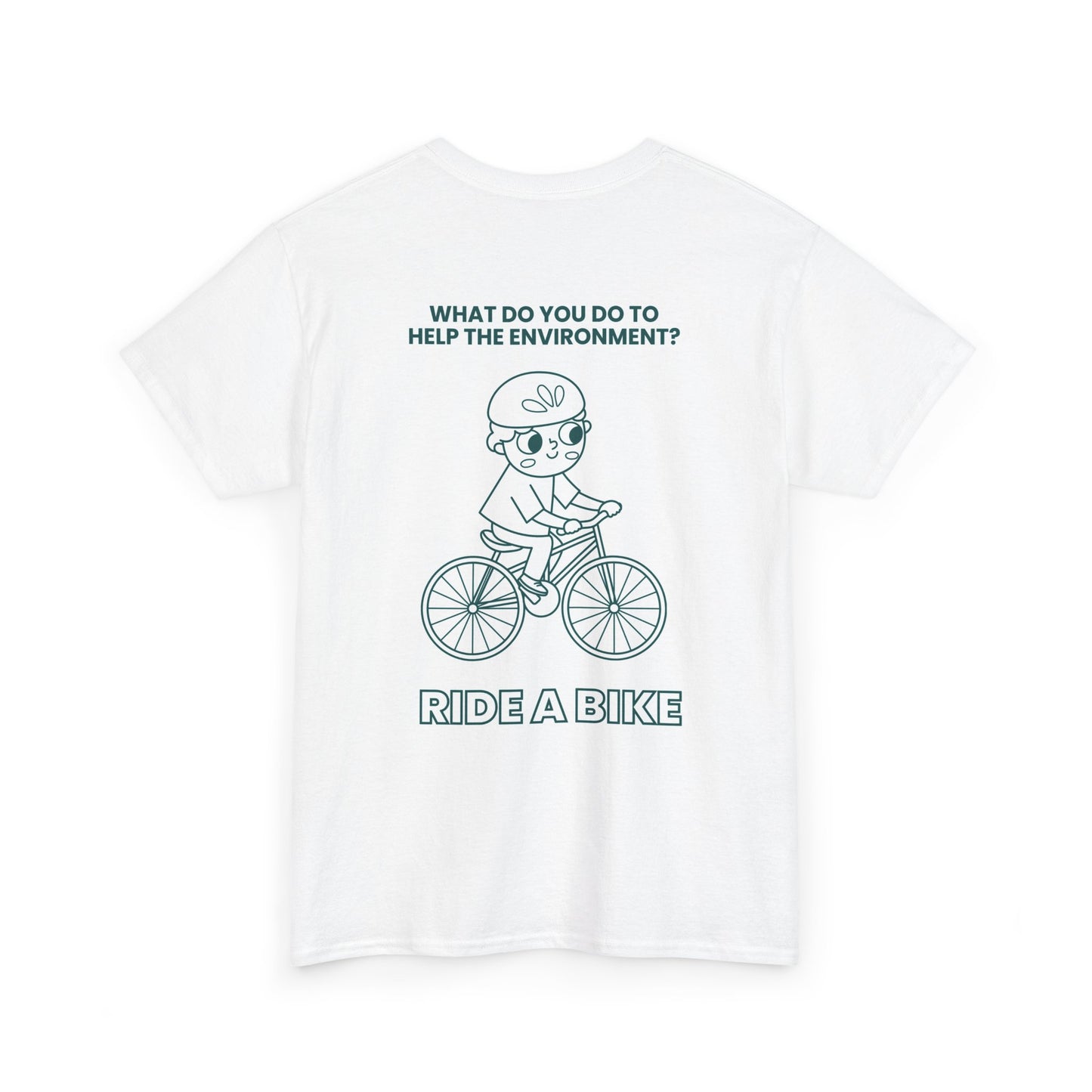 Go Green T-Shirt — Eco-Friendly Plant & Bike Graphic Tee ("Go Green!" / "Ride a Bike")