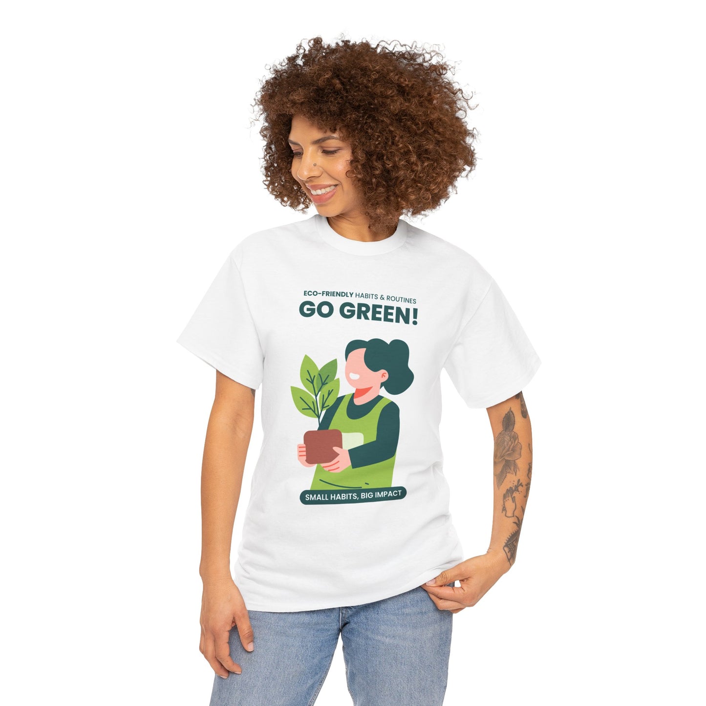 Go Green T-Shirt — Eco-Friendly Plant & Bike Graphic Tee ("Go Green!" / "Ride a Bike")
