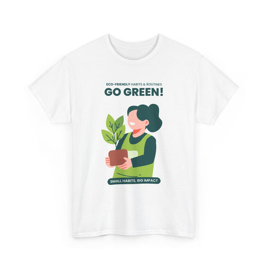 Go Green T-Shirt — Eco-Friendly Plant & Bike Graphic Tee ("Go Green!" / "Ride a Bike")