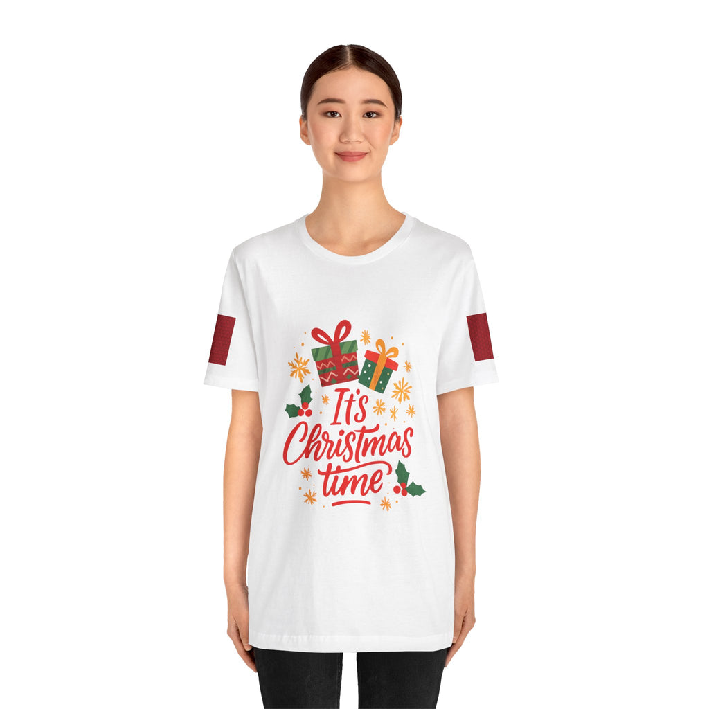 Christmas Tee — "It's Christmas Time" with Santa & Gifts Holiday T-Shirt