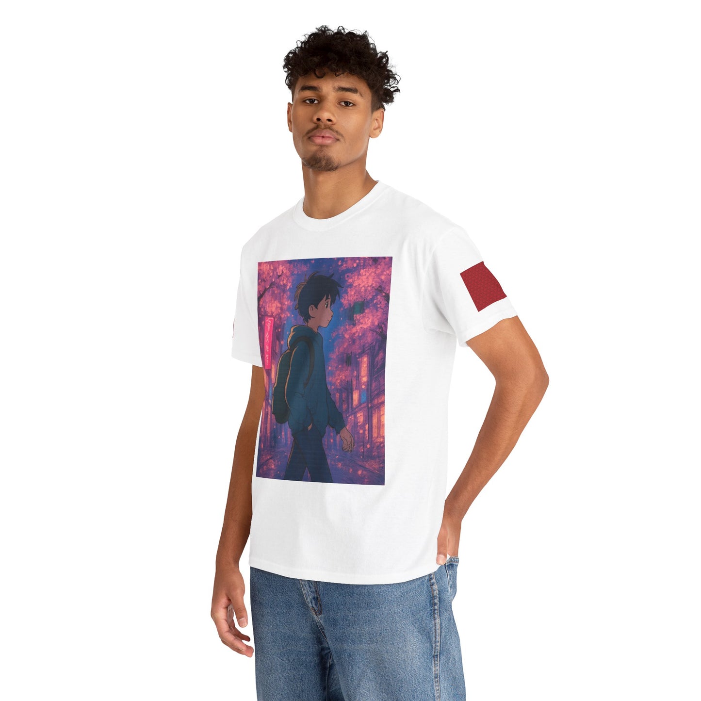 Anime Streetwalk Tee — Moody Cherry Blossom Night Graphic T-Shirt
