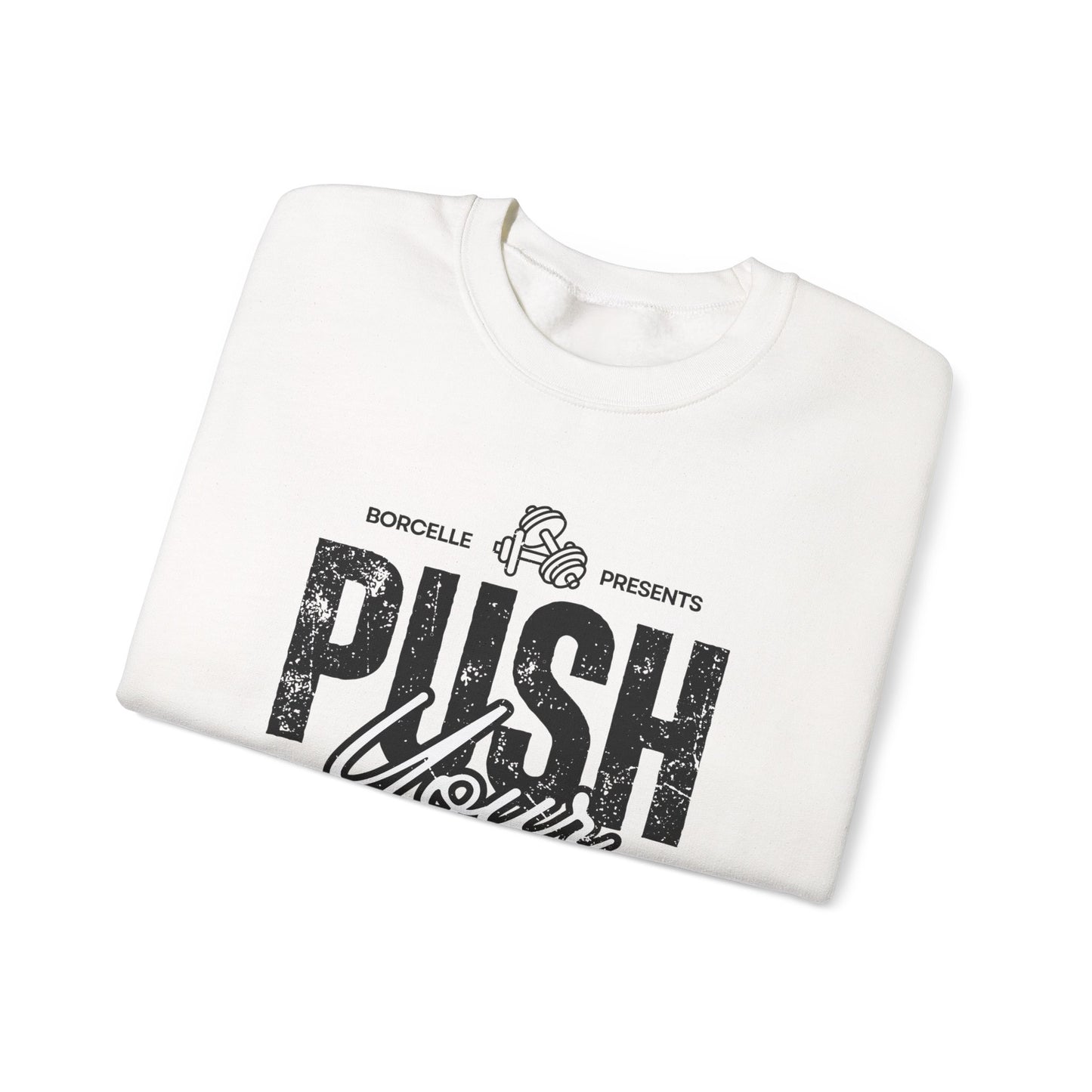 Crewneck Sweatshirt — 'Push Your Limit' Front Print with Dabbing Santa Back Holiday Graphic