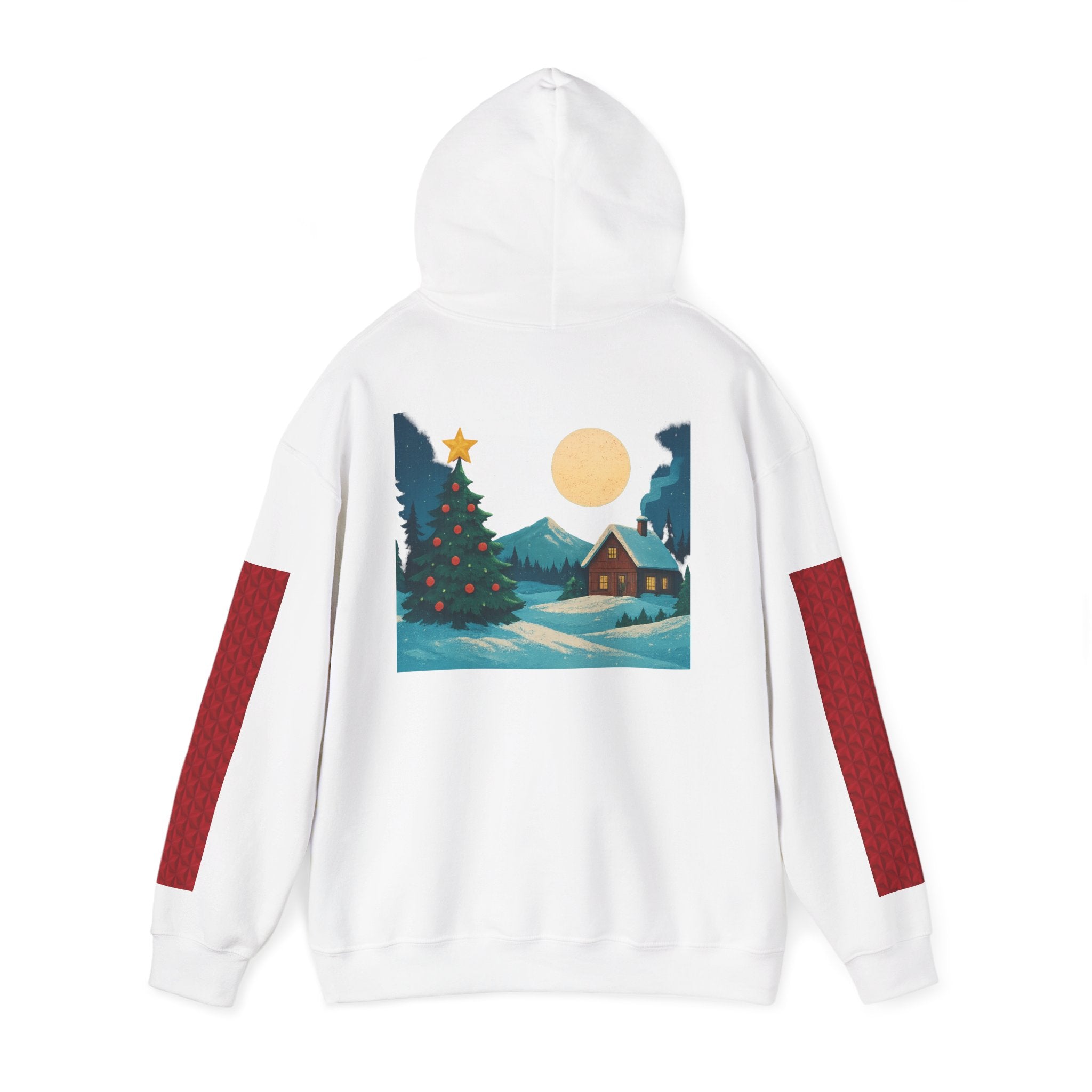 Christmas Hoodie - 'Merry Christmas' Santa Hat & Cozy Cabin Tree Holiday Pullover