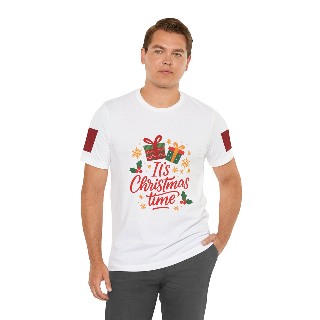 Christmas Tee — "It's Christmas Time" with Santa & Gifts Holiday T-Shirt