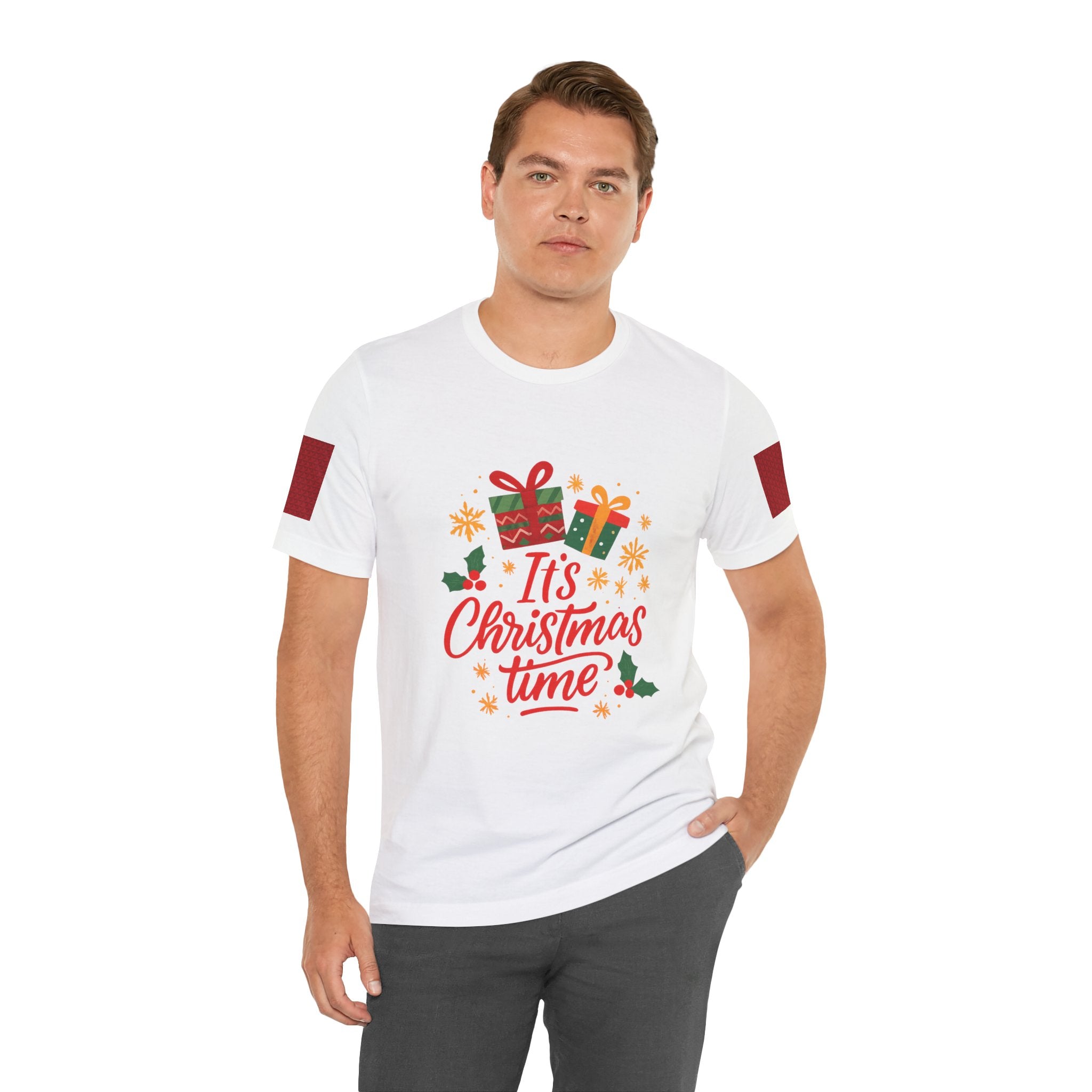 Christmas Tee — "It's Christmas Time" with Santa & Gifts Holiday T-Shirt