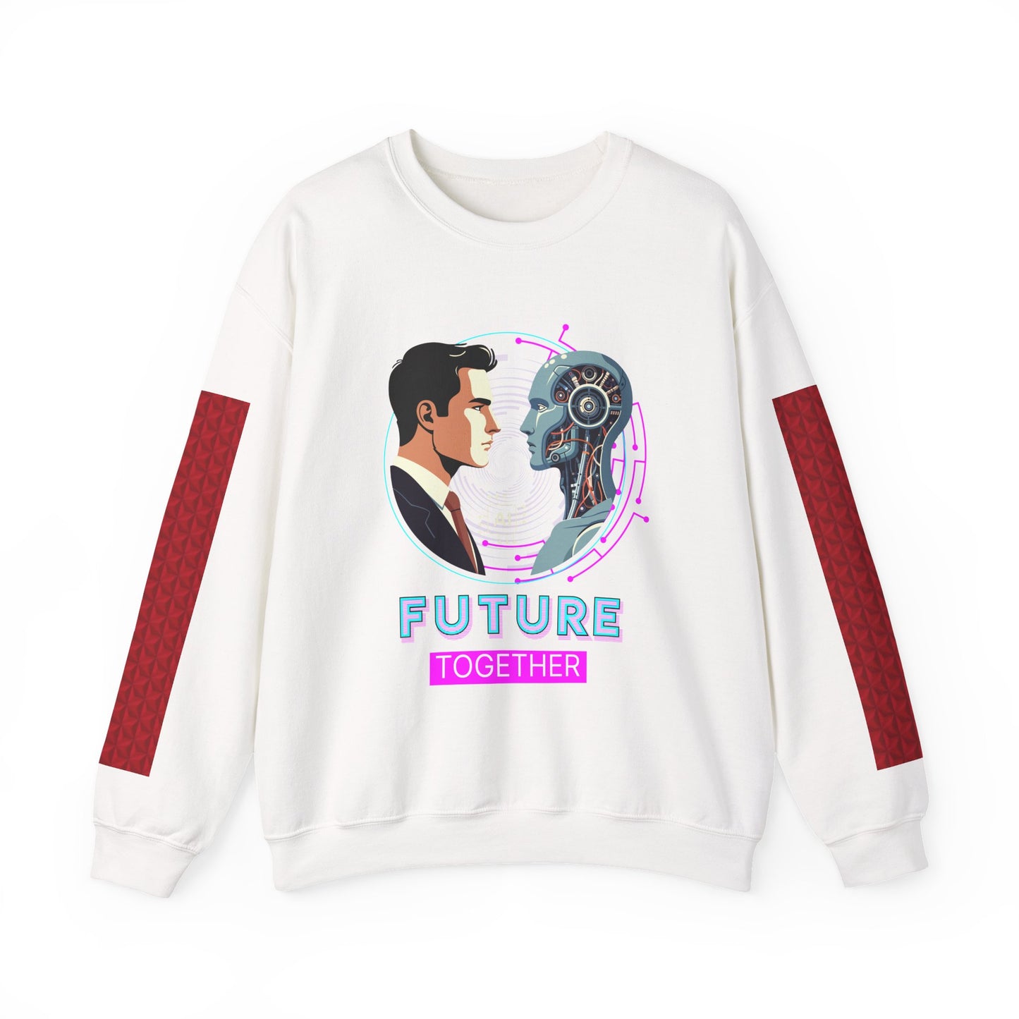 Future Together Sweatshirt — Retro Futuristic AI & Human Graphic Crewneck