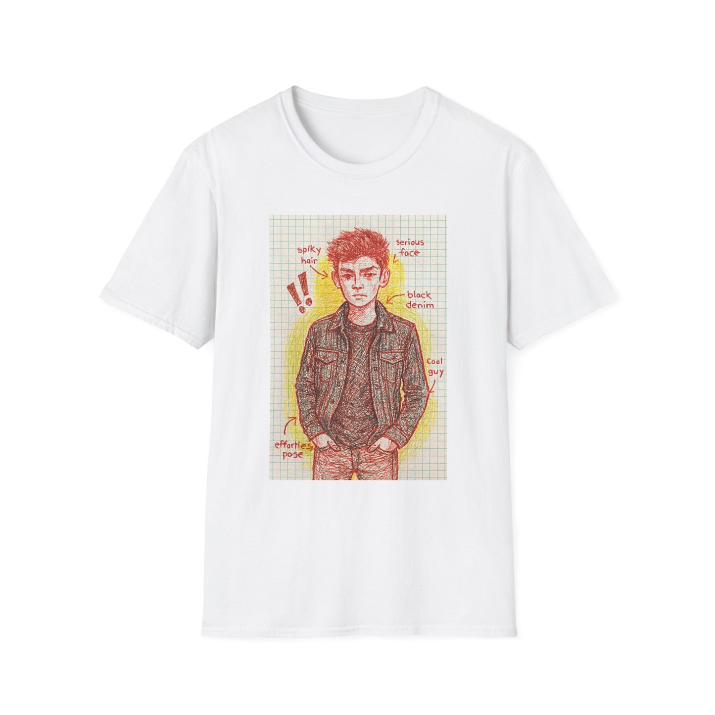 Sketch Boy Portrait Tee — Vintage Notebook Illustration T-Shirt
