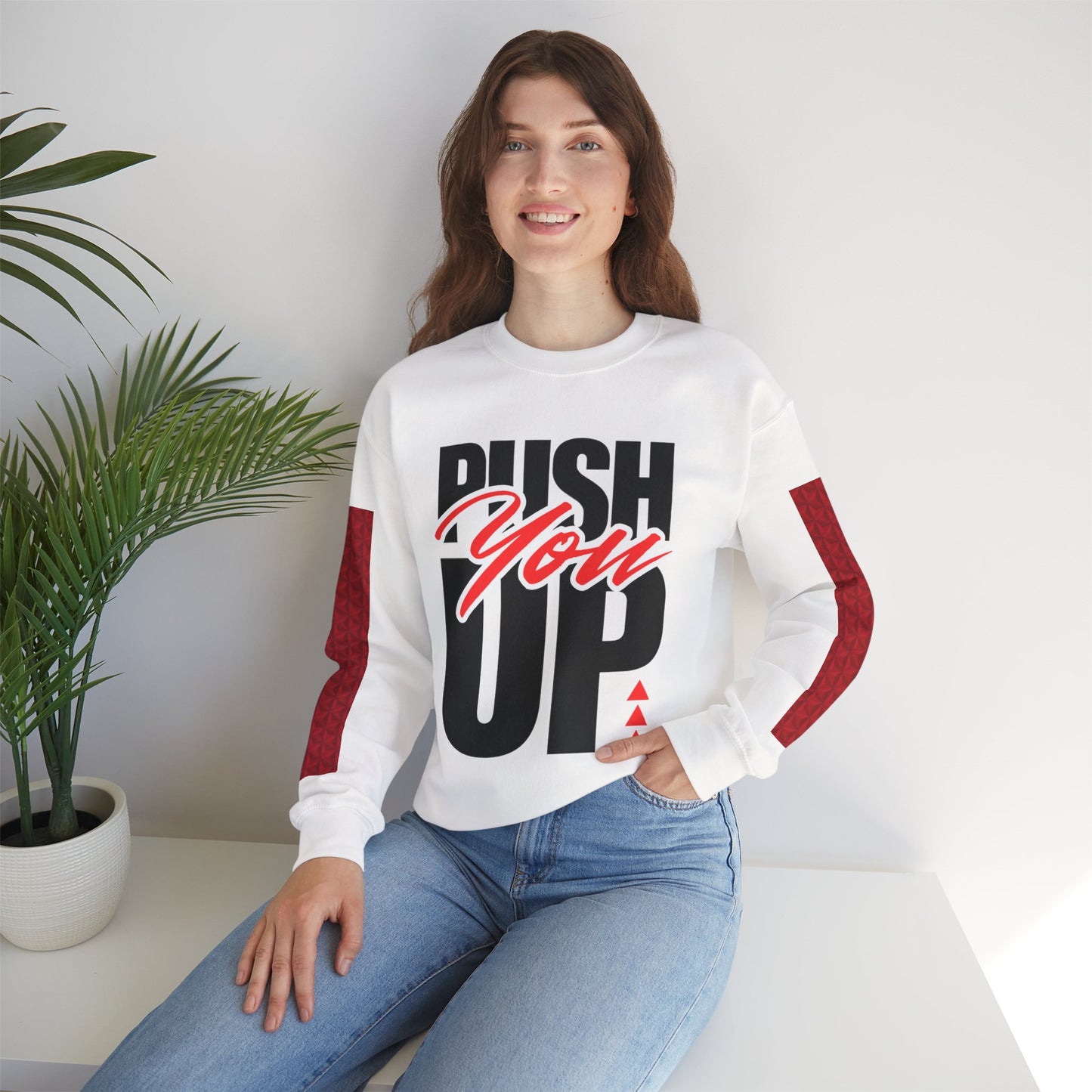 Motivational 'Push You Up' Crewneck Sweatshirt — 'Great Things Take Time' Inspirational Pullover