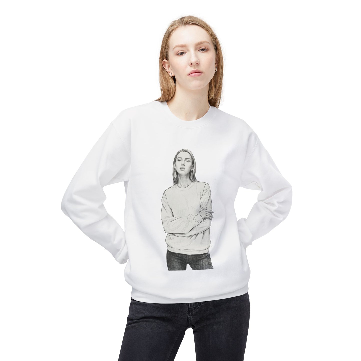 Minimal Sketch Portrait Crewneck Sweatshirt