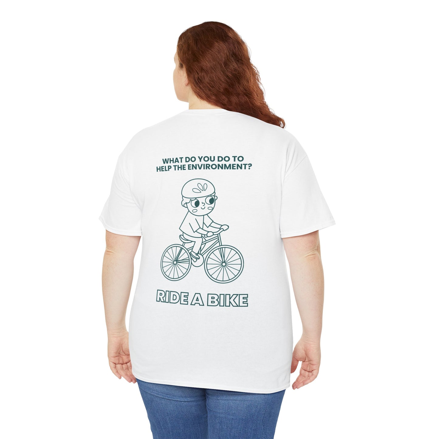 Go Green T-Shirt — Eco-Friendly Plant & Bike Graphic Tee ("Go Green!" / "Ride a Bike")