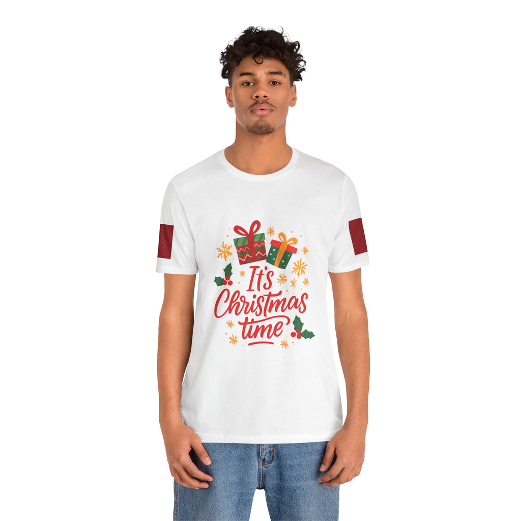 Christmas Tee — "It's Christmas Time" with Santa & Gifts Holiday T-Shirt