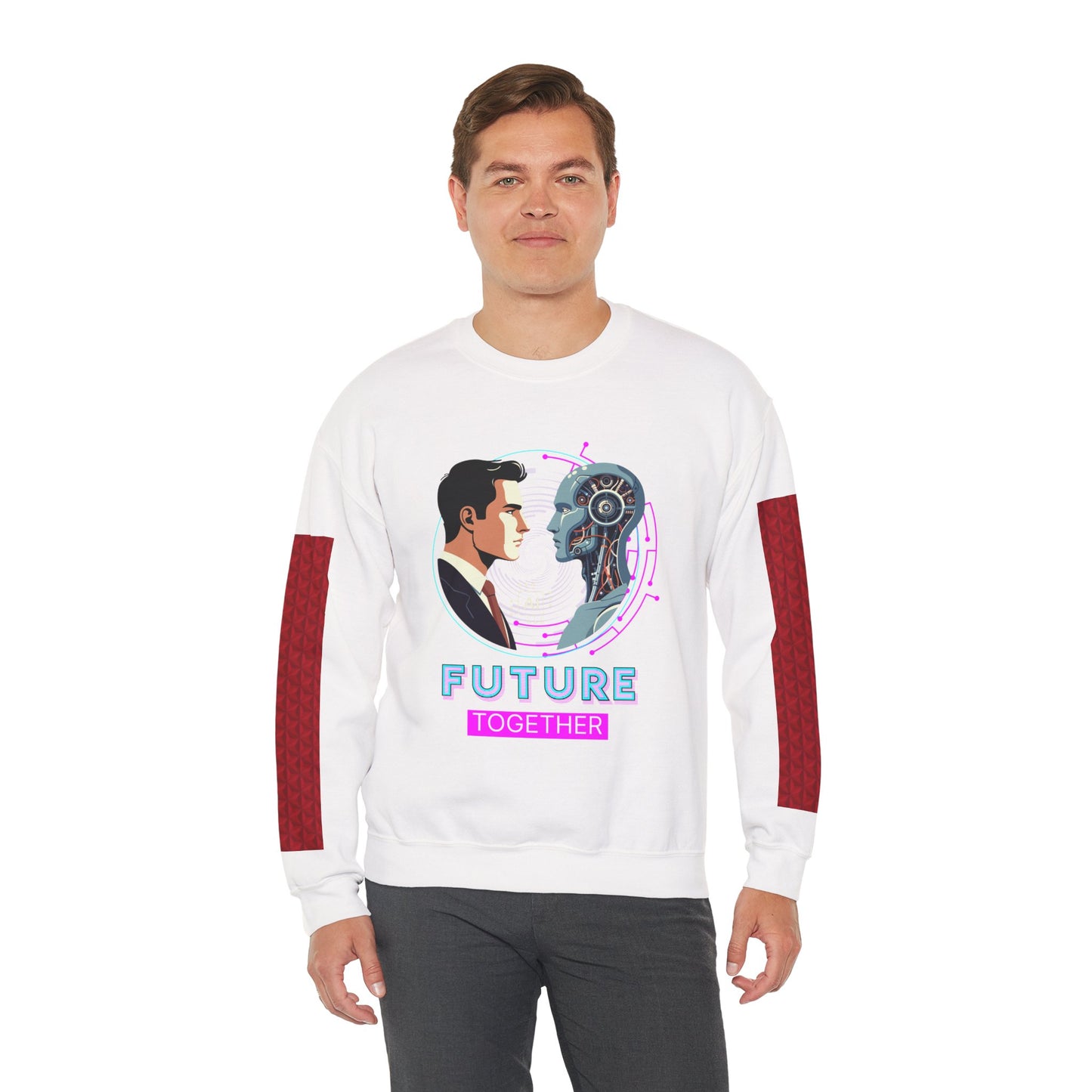 Future Together Sweatshirt — Retro Futuristic AI & Human Graphic Crewneck