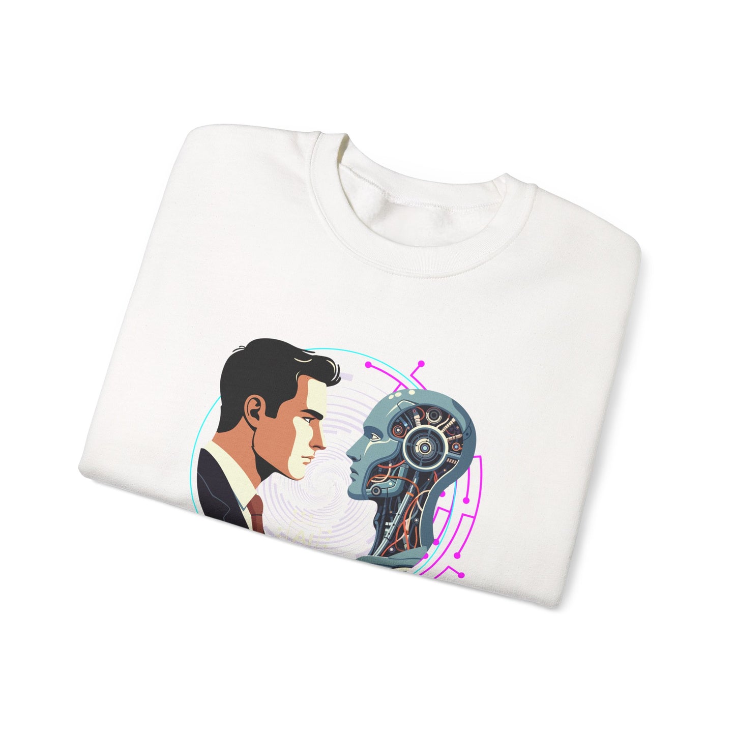 Future Together Sweatshirt — Retro Futuristic AI & Human Graphic Crewneck