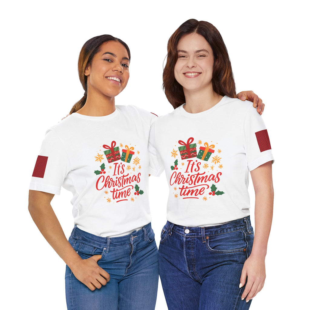 Christmas Tee — "It's Christmas Time" with Santa & Gifts Holiday T-Shirt