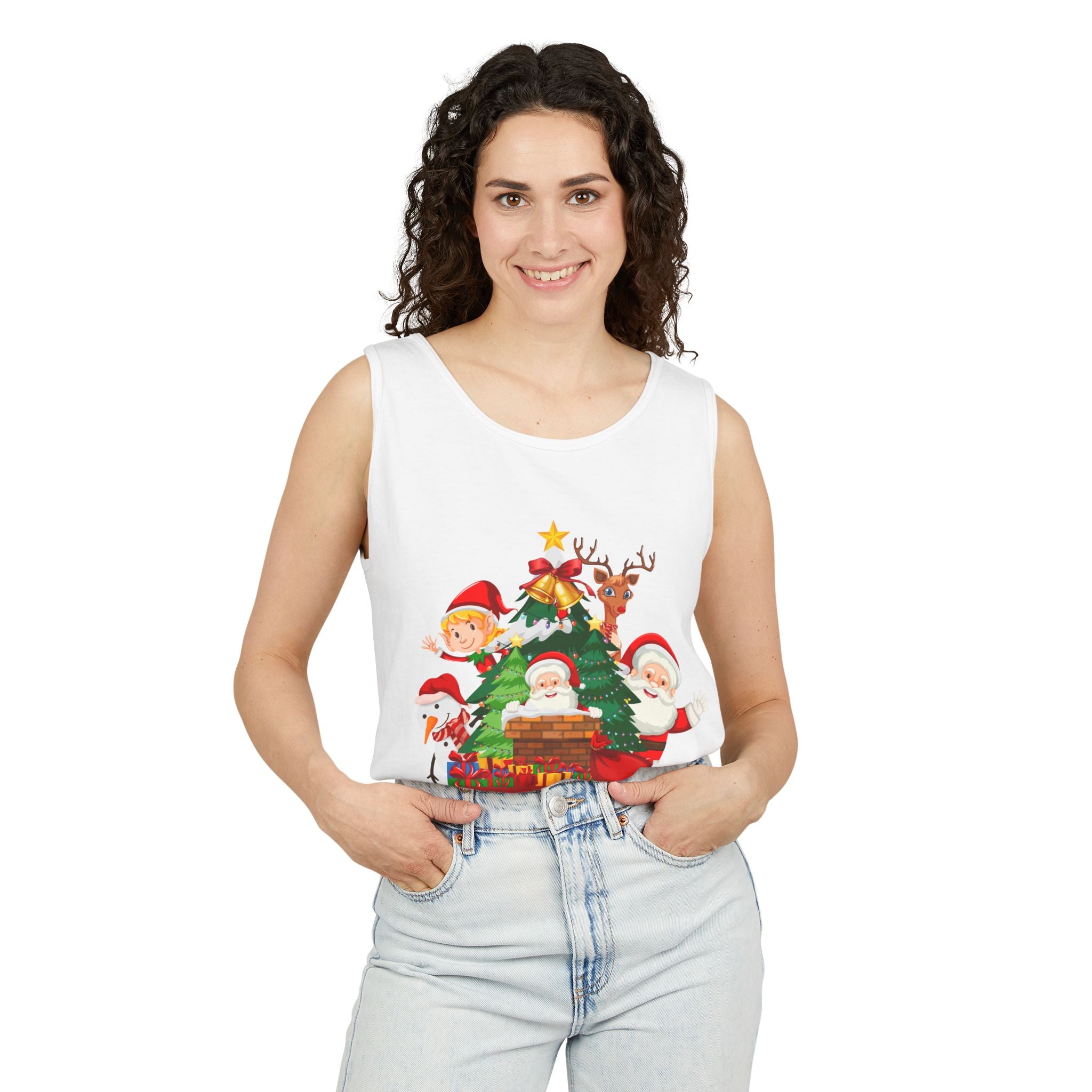 Christmas Characters Tank Top — Merry Christmas Santa & Elves Holiday Tee