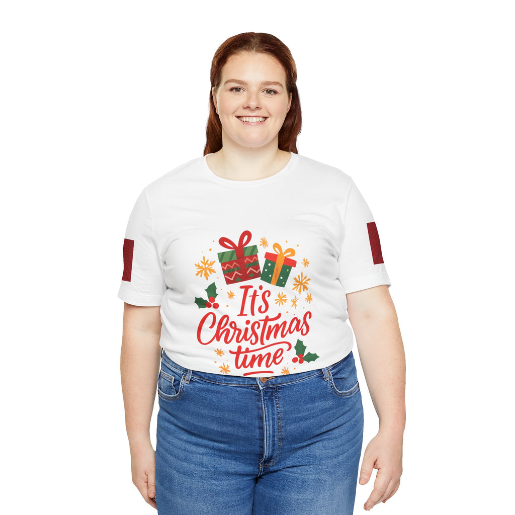 Christmas Tee — "It's Christmas Time" with Santa & Gifts Holiday T-Shirt