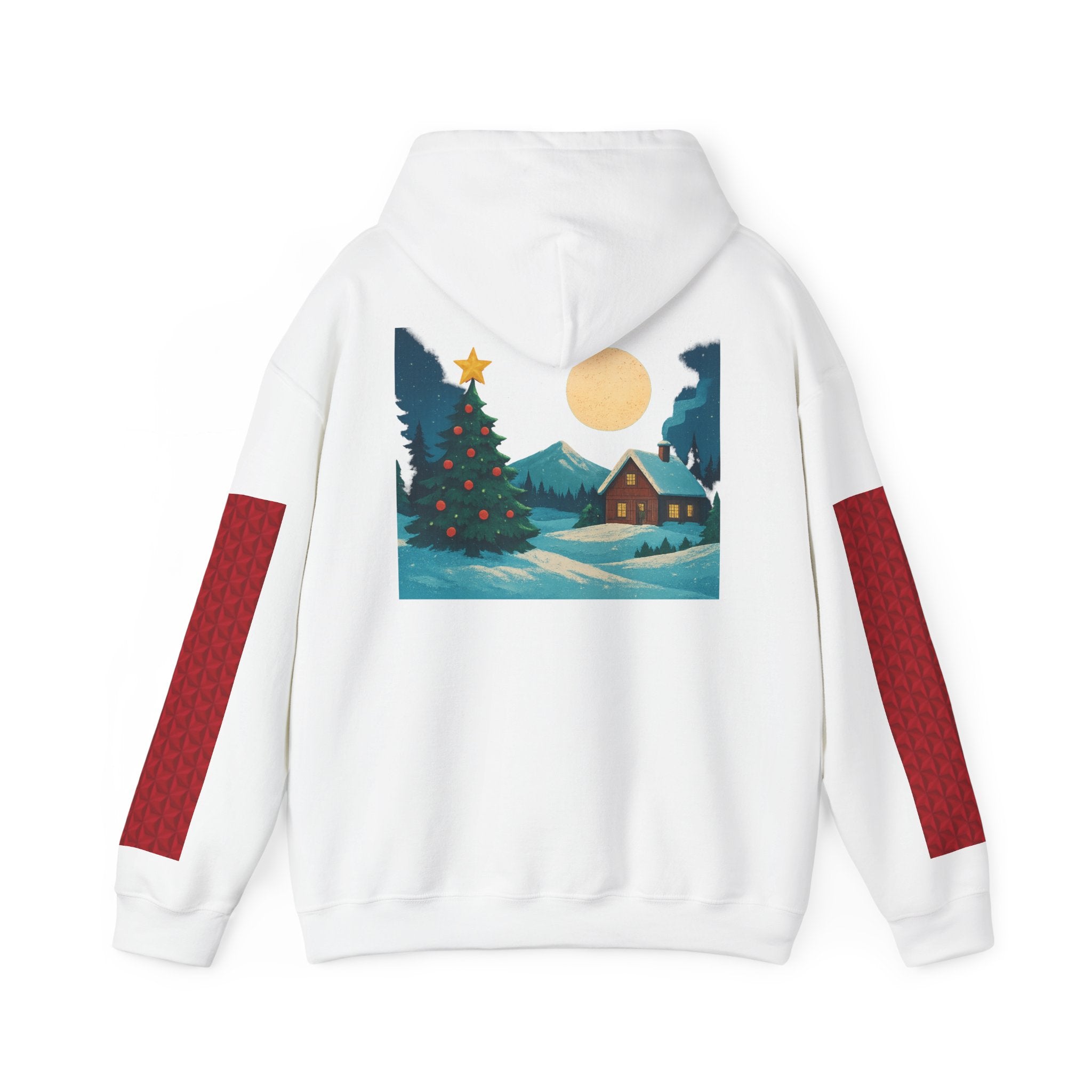 Christmas Hoodie - 'Merry Christmas' Santa Hat & Cozy Cabin Tree Holiday Pullover