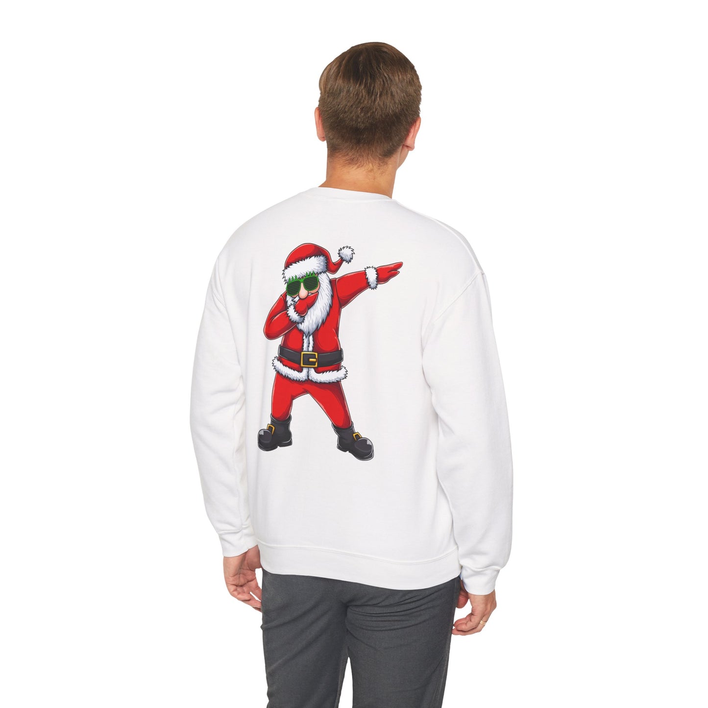 Crewneck Sweatshirt — 'Push Your Limit' Front Print with Dabbing Santa Back Holiday Graphic