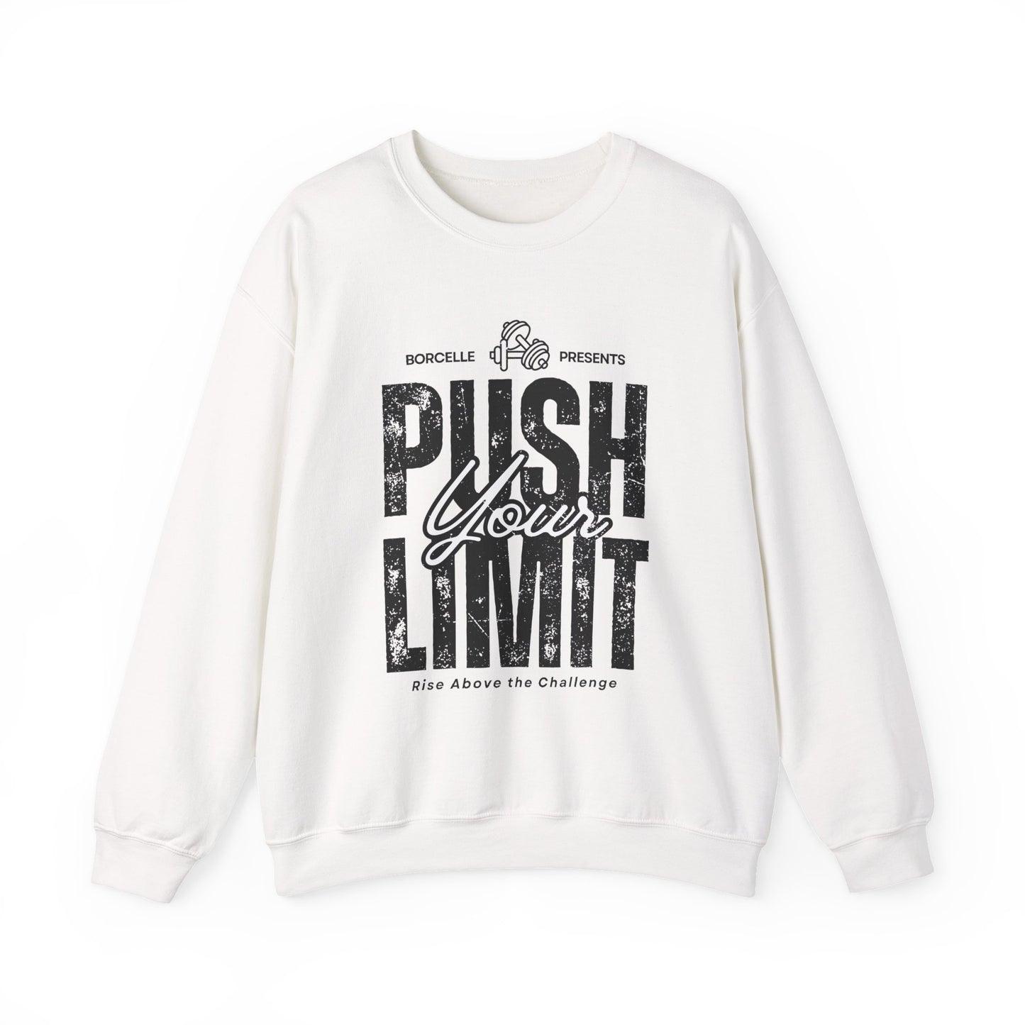 Crewneck Sweatshirt — 'Push Your Limit' Front Print with Dabbing Santa Back Holiday Graphic
