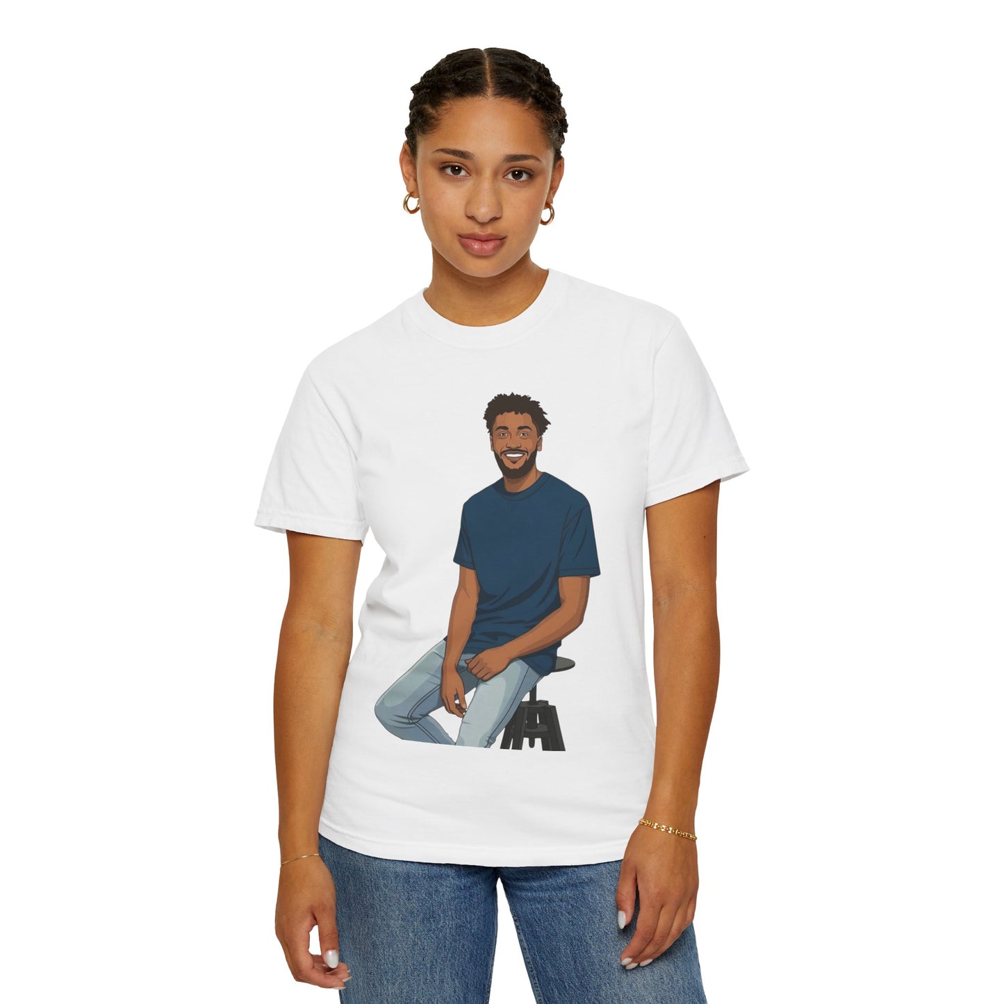 Smiling Man Illustration T-Shirt — Casual Portrait Tee