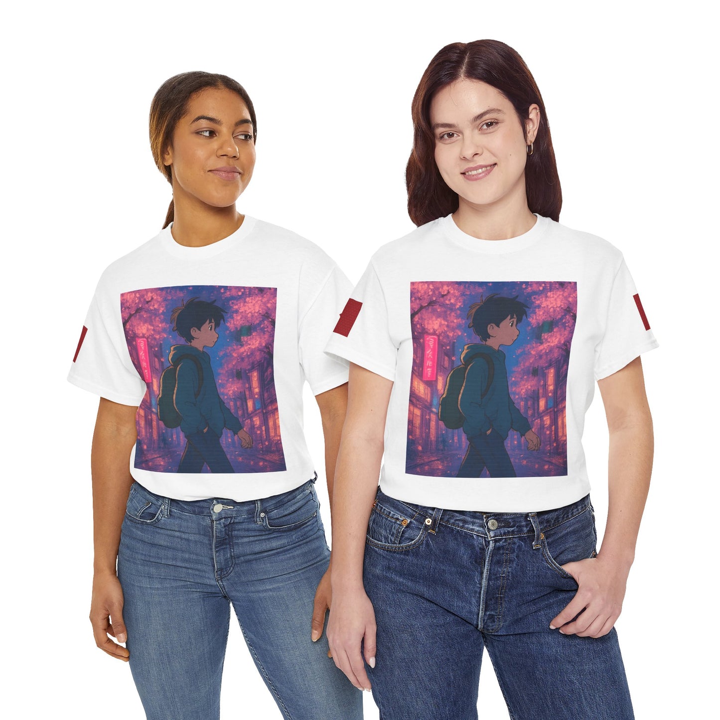 Anime Streetwalk Tee — Moody Cherry Blossom Night Graphic T-Shirt