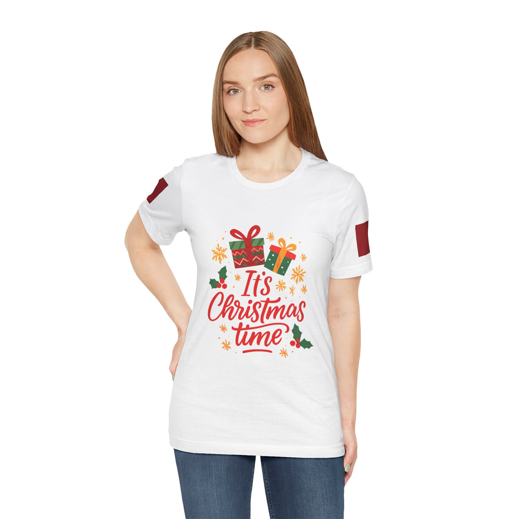 Christmas Tee — "It's Christmas Time" with Santa & Gifts Holiday T-Shirt