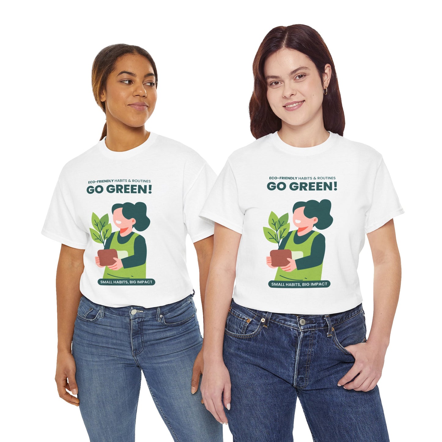 Go Green T-Shirt — Eco-Friendly Plant & Bike Graphic Tee ("Go Green!" / "Ride a Bike")