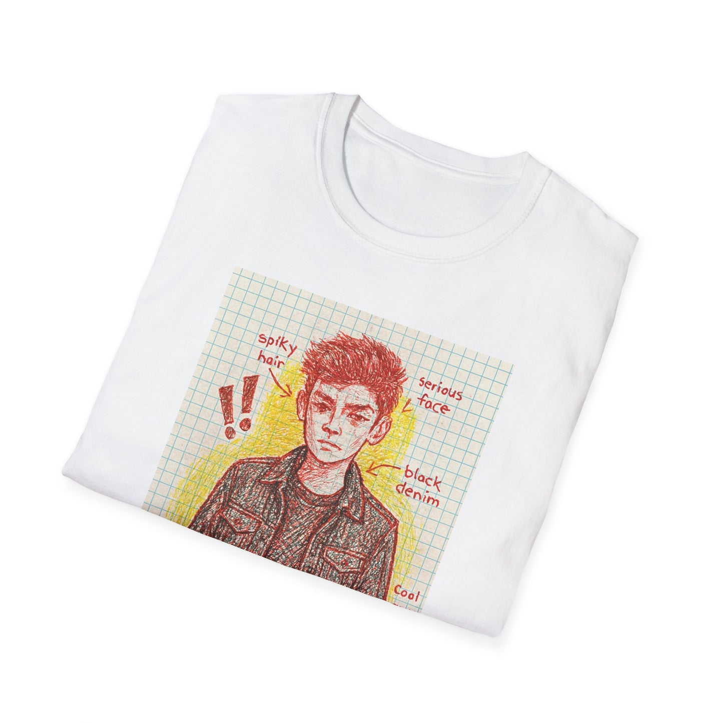 Sketch Boy Portrait Tee — Vintage Notebook Illustration T-Shirt