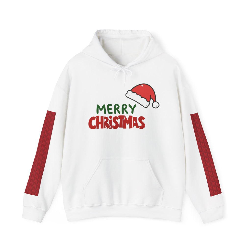 Christmas Hoodie - 'Merry Christmas' Santa Hat & Cozy Cabin Tree Holiday Pullover
