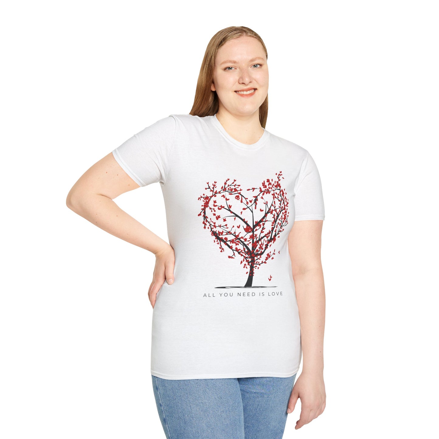 Heart Tree T-Shirt – "All You Need Is Love" Floral Valentine Tee